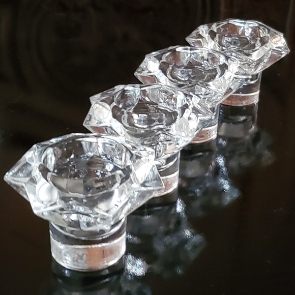 (4pc)1970s ARABIA Wärtsilä "Virve" Glass Star Taper or Votive Candle Holders